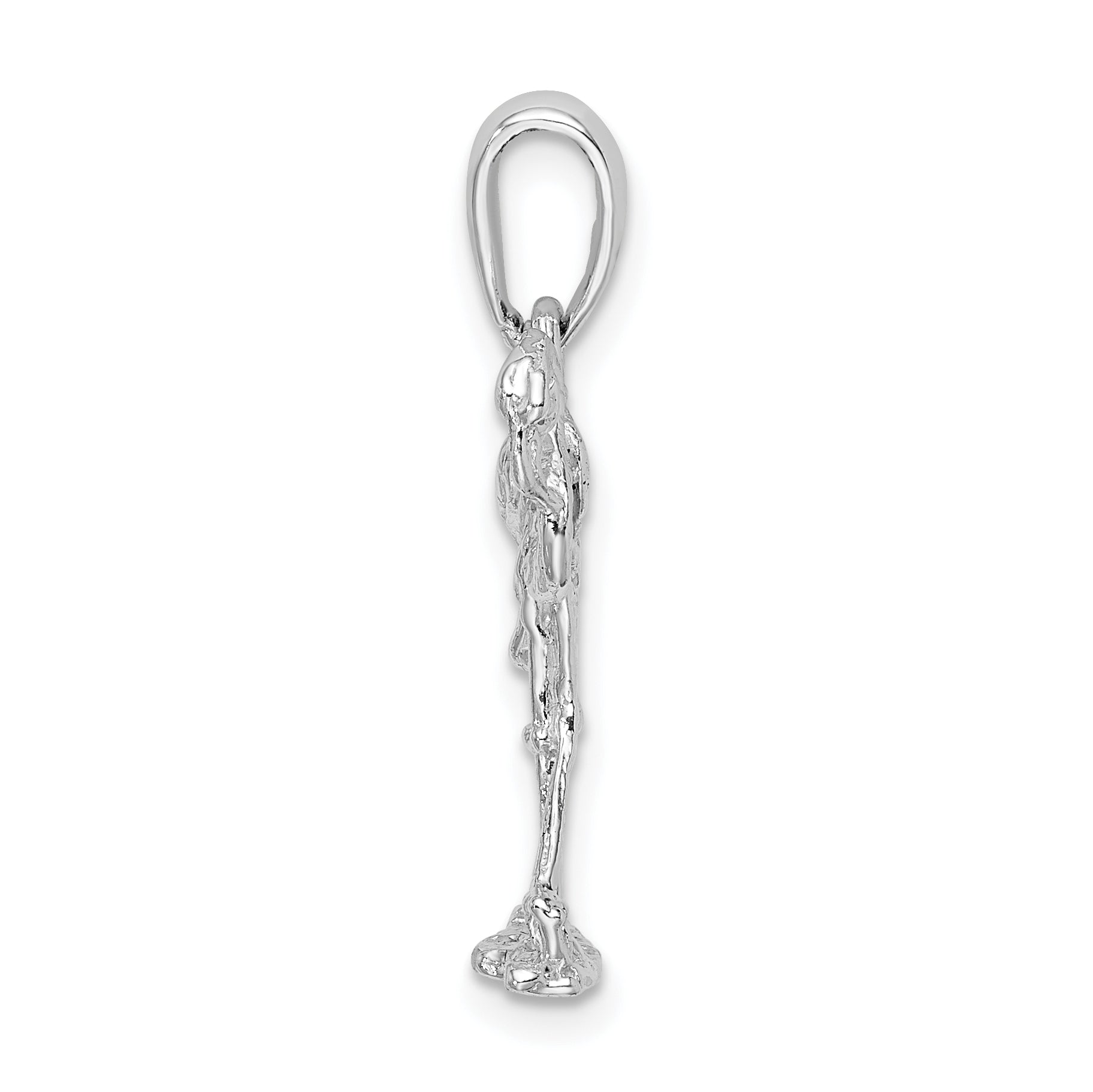 De-Ani Sterling Silver Rhodium-Plated Polished 3D Flamingo Pendant Secondary image