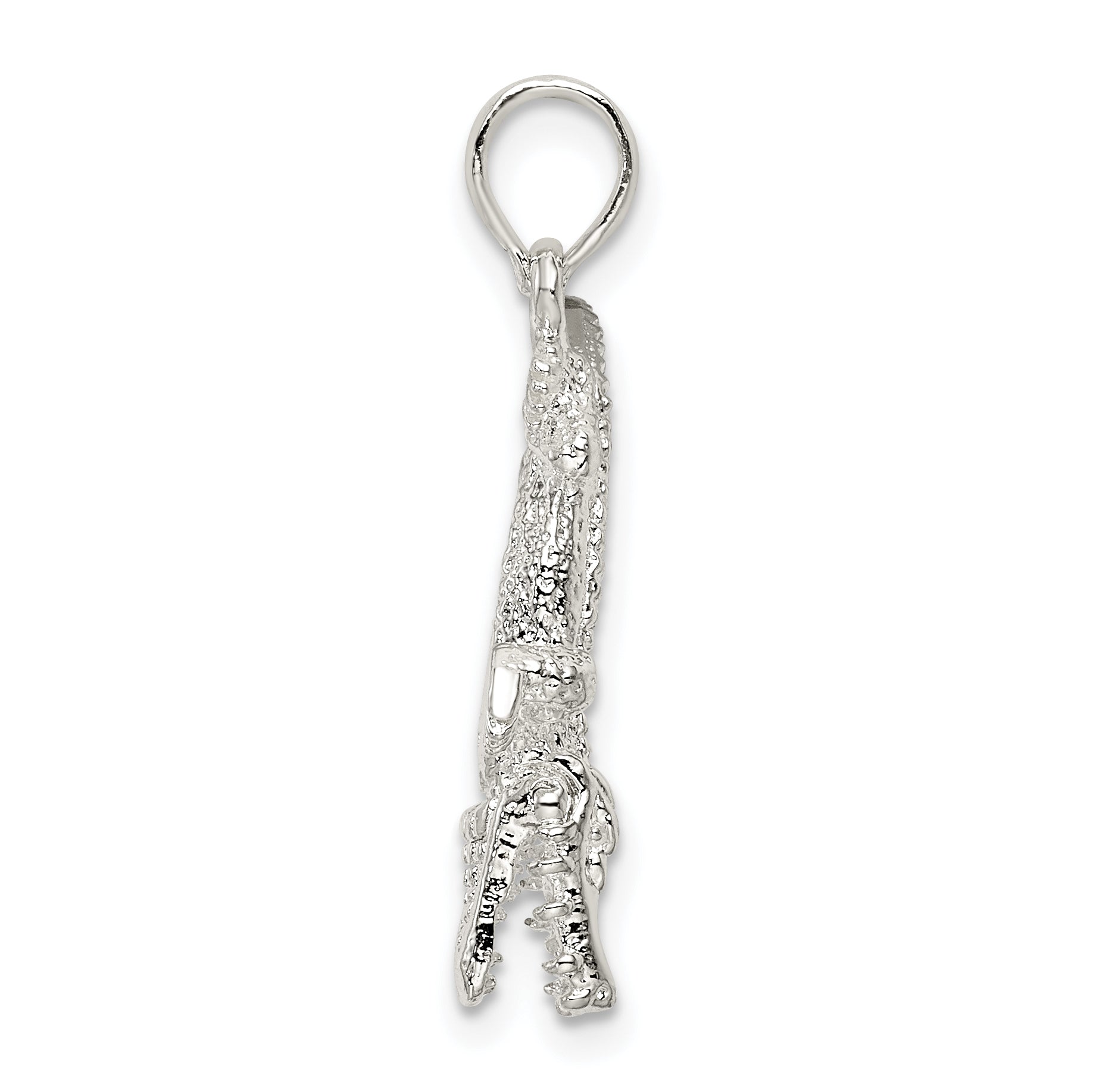 De-Ani Sterling Silver Rhodium-Plated Polished 3D Alligator Pendant Secondary image