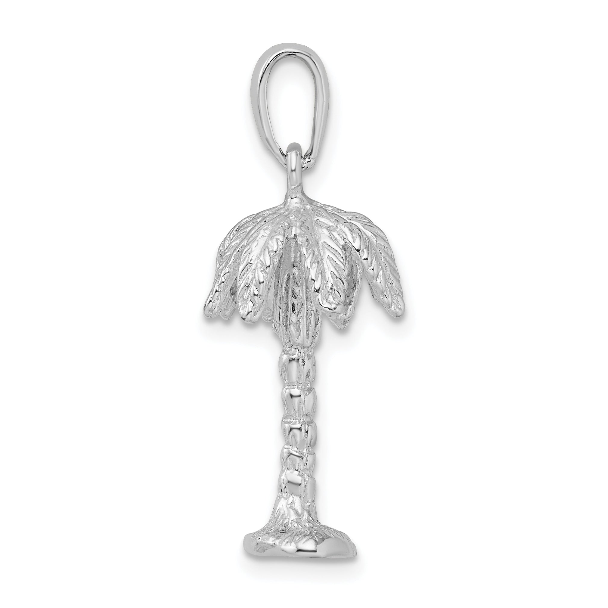 De-Ani Sterling Silver Rhodium-Plated Polished and Textured 3D Palm Tree Pendant Secondary image