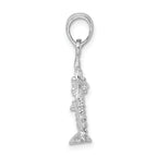 De-Ani Sterling Silver Rhodium-Plated Polished and Textured 3D Two Palm Trees Pendant