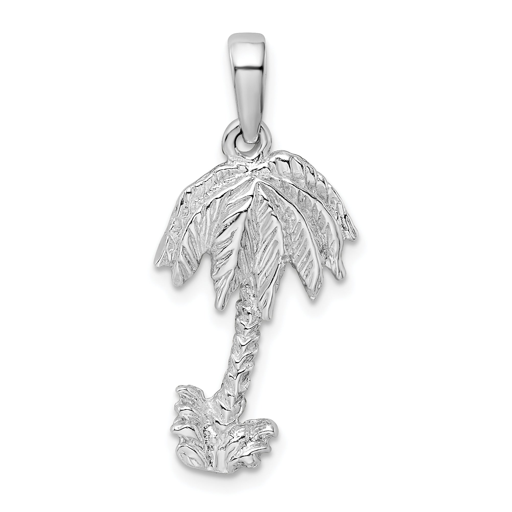 De-Ani Sterling Silver Rhodium-Plated Polished Palm Tree Pendant Main image