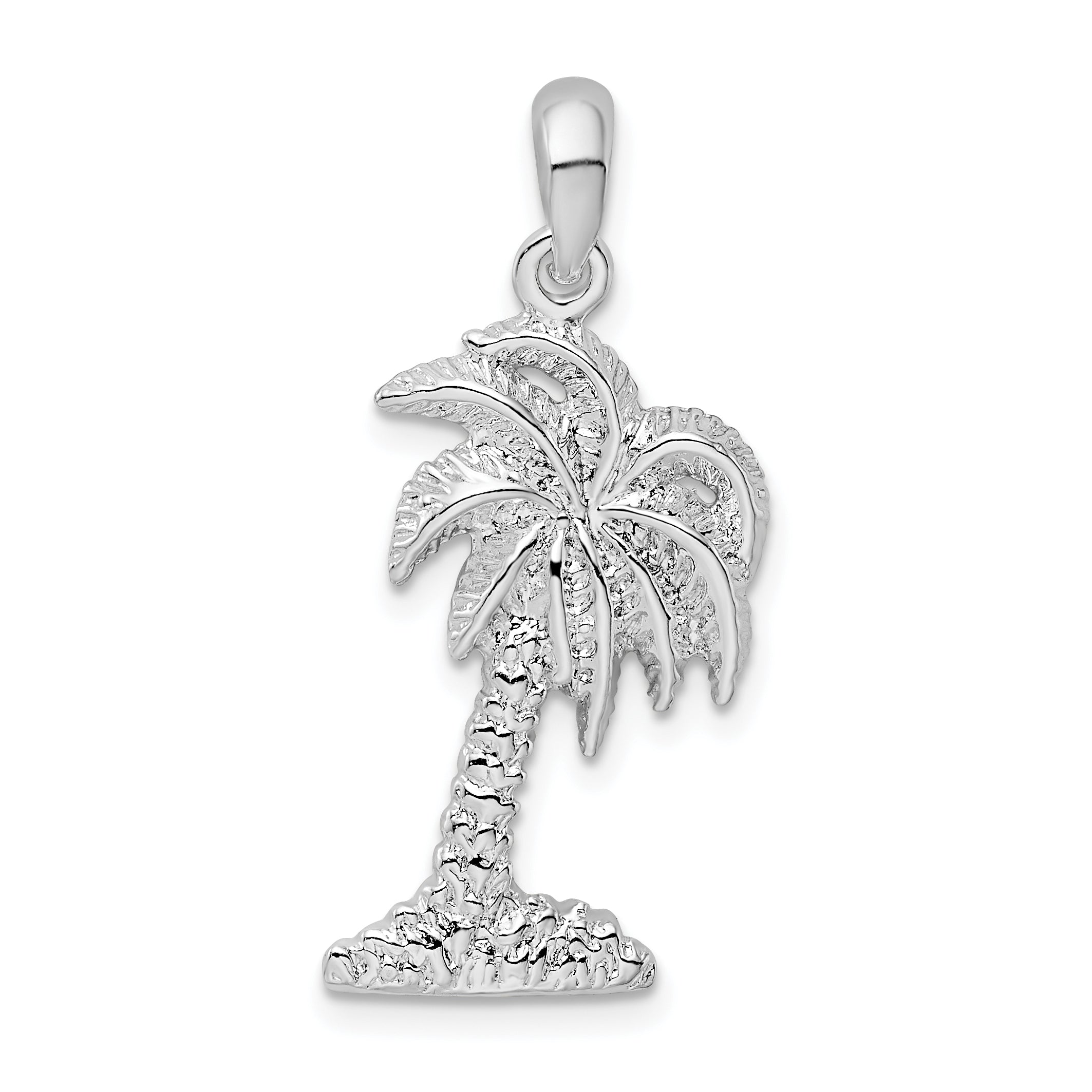 De-Ani Sterling Silver Rhodium-Plated Polished Small Palmetto Tree Pendant Main image