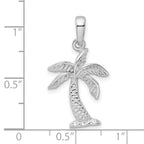 De-Ani Sterling Silver Rhodium-Plated Palm Tree with Textured Trunk Pendant