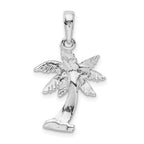 De-Ani Sterling Silver Rhodium-Plated Polished Palm Tree Pendant