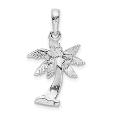 De-Ani Sterling Silver Rhodium-Plated Polished Palm Tree Pendant