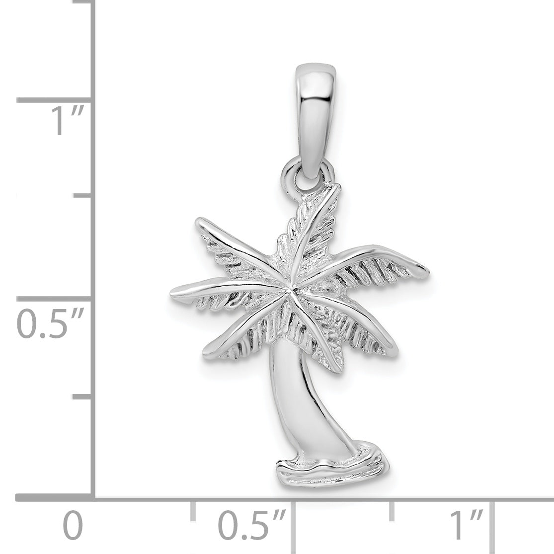 De-Ani Sterling Silver Rhodium-Plated Polished Palm Tree Pendant