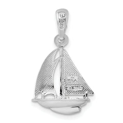 De-Ani Sterling Silver Rhodium-plated Polished 3D Sailboat Pendant