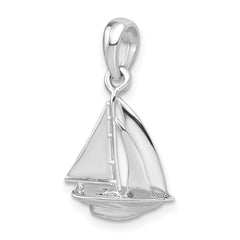 De-Ani Sterling Silver Rhodium-plated Polished 3D Sailboat Pendant