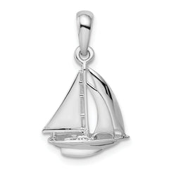 De-Ani Sterling Silver Rhodium-plated Polished 3D Sailboat Pendant