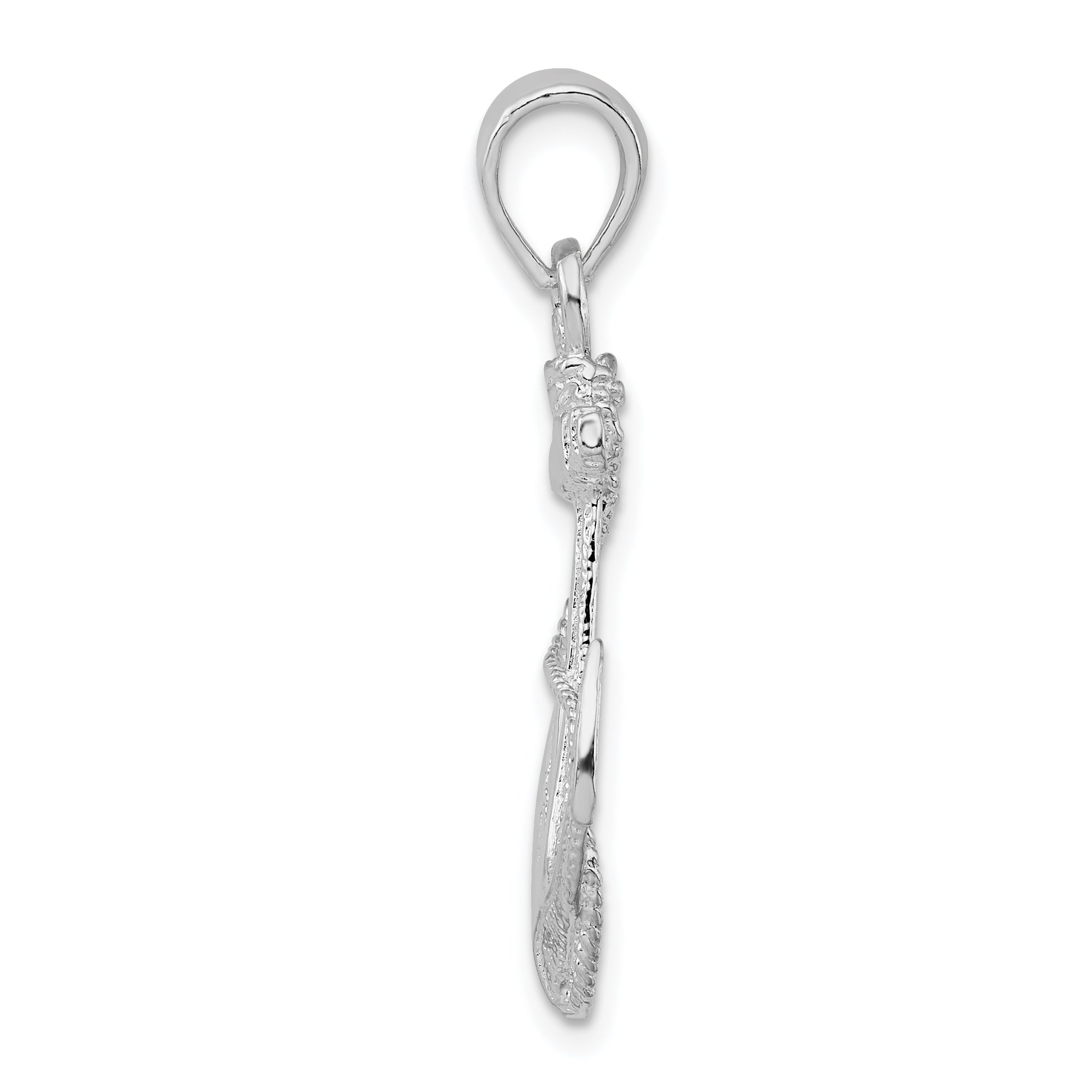 De-Ani Sterling Silver Rhodium-Plated Polished Anchor with Rope Pendant Secondary image