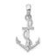 De-Ani Sterling Silver Rhodium-Plated Polished and Textured 3D Anchor with Rope Pendant