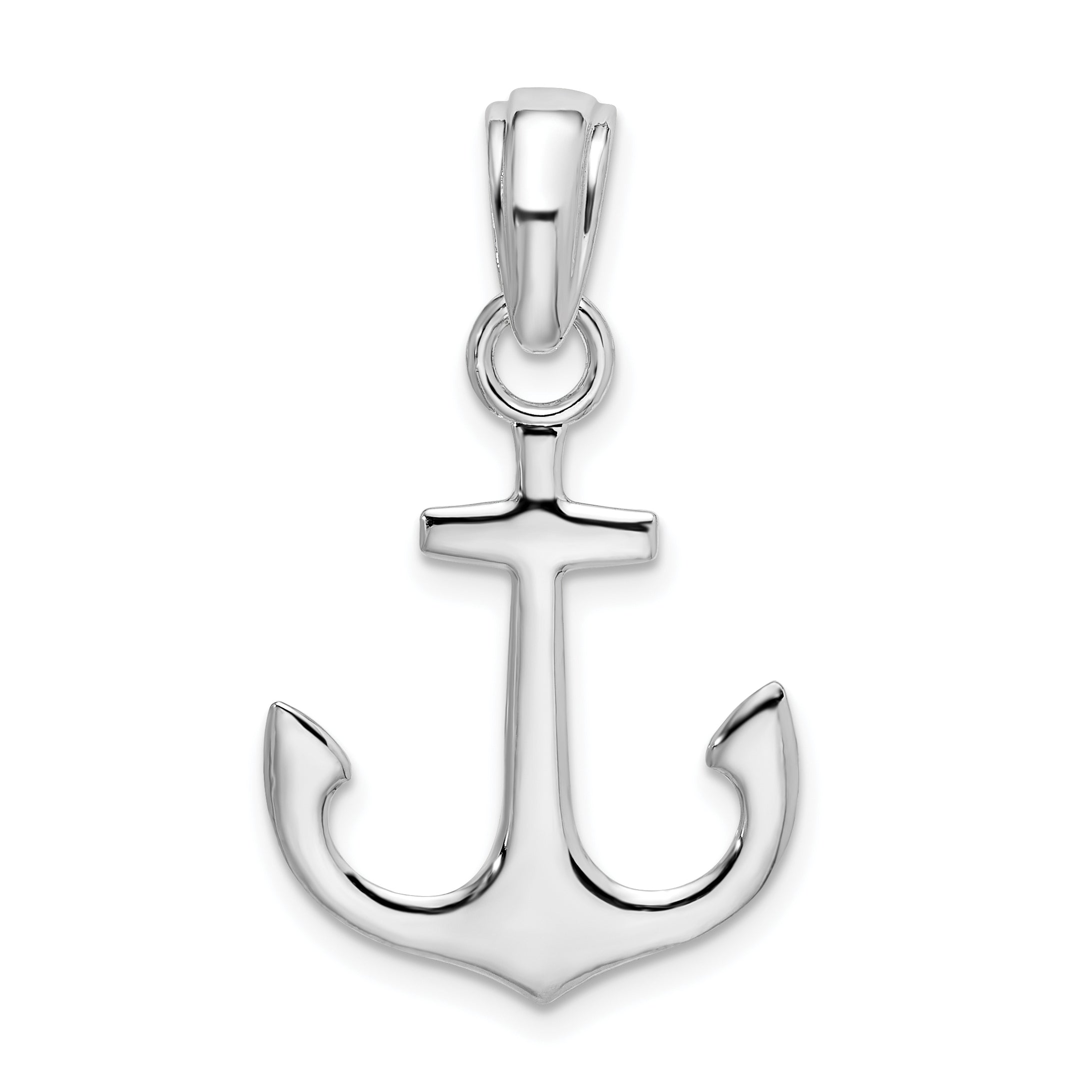 De-Ani Sterling Silver Rhodium-Plated Polished 3D Anchor Pendant Main image