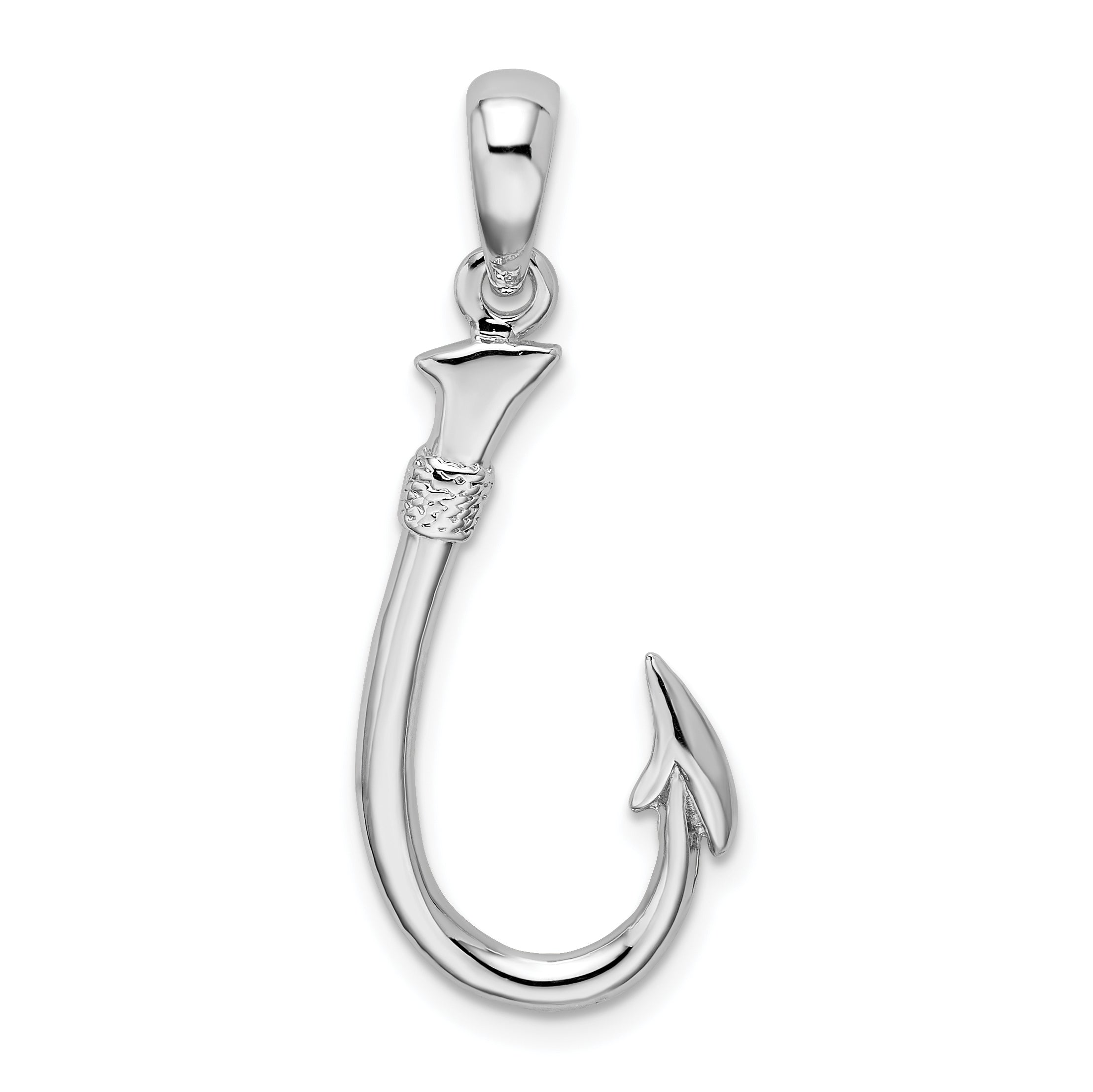 De-Ani Sterling Silver Rhodium-Plated Polished 3D Fish Hook Pendant Main image