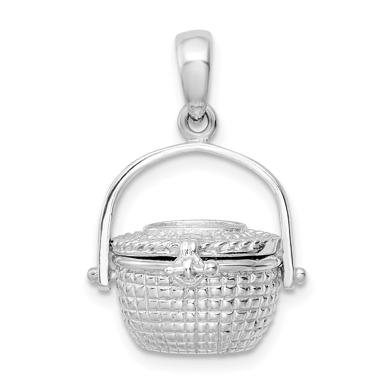 De-Ani Sterling Silver Rhodium-Plated 3D Moveable Large Nantucket Basket Pendant Main image
