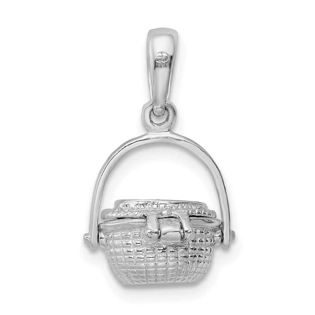 De-Ani Sterling Silver Rhodium-Plated 3D Moveable Nantucket Basket Pendant