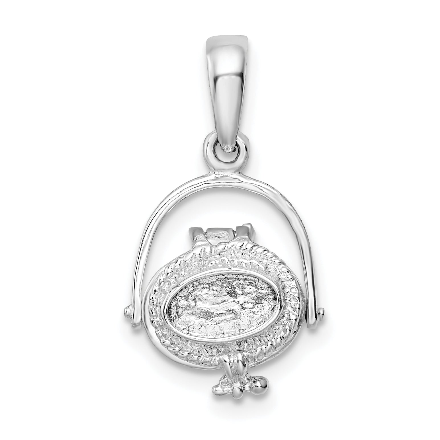 De-Ani Sterling Silver Rhodium-Plated 3D Moveable Nantucket Basket Pendant