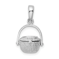 De-Ani Sterling Silver Rhodium-Plated 3D Moveable Nantucket Basket Pendant
