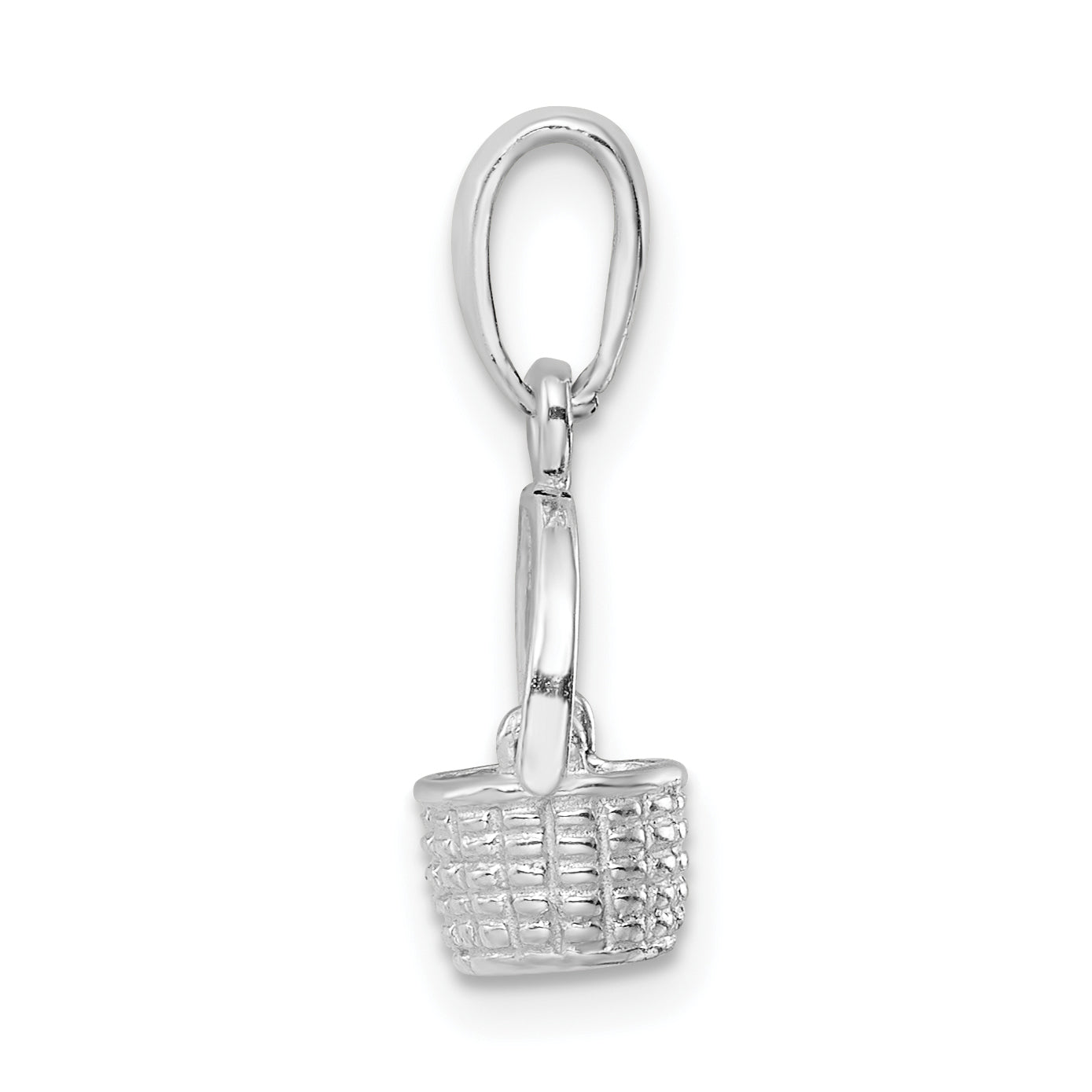 De-Ani Sterling Silver Rhodium-Plated 3D Basket with Moving Handle Pendant Secondary image