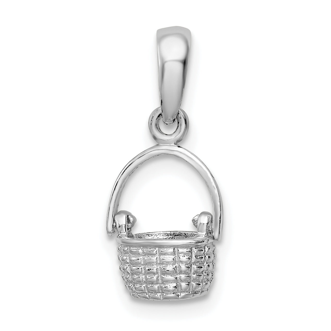 De-Ani Sterling Silver Rhodium-Plated 3D Basket with Moving Handle Pendant Main image