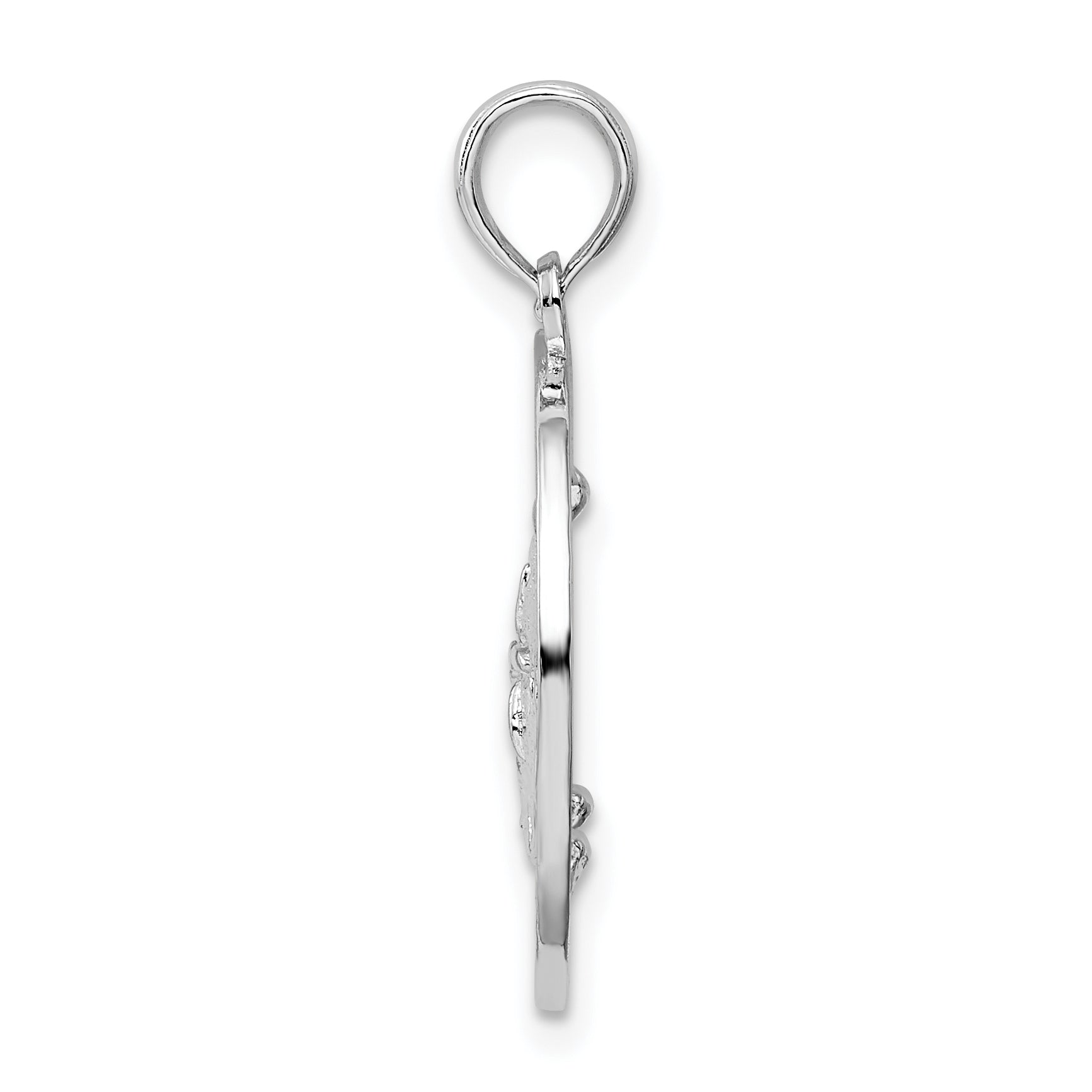 De-Ani Sterling Silver Rhodium-Plated Textured Turks and Caicos Sand Dollar Pendant Secondary image