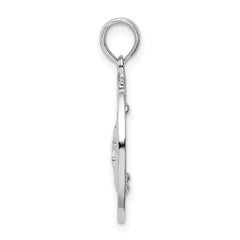 De-Ani Sterling Silver Rhodium-Plated Textured Turks and Caicos Sand Dollar Pendant
