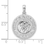De-Ani Sterling Silver Rhodium-Plated Textured Turks and Caicos Sand Dollar Pendant