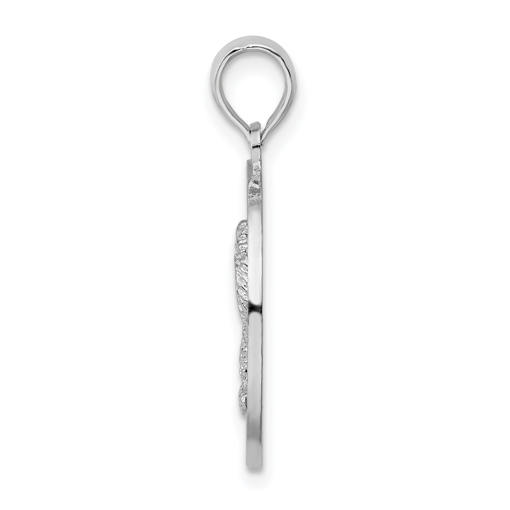 De-Ani Sterling Silver Rhodium-Plated Textured Turks and Caicos Palm Tree Pendant
