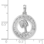 De-Ani Sterling Silver Rhodium-Plated Textured Turks and Caicos Palm Tree Pendant