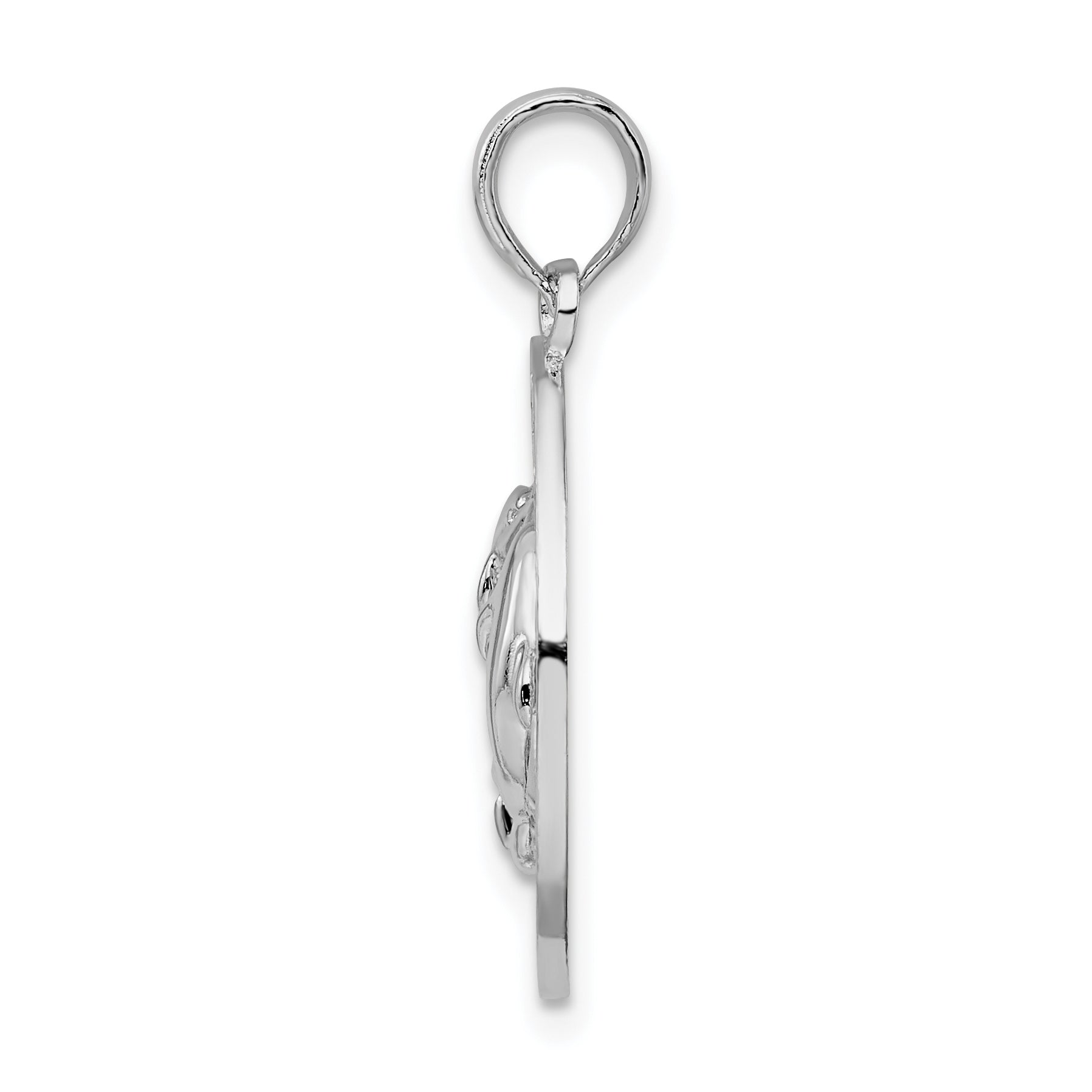 De-Ani Sterling Silver Rhodium-Plated Textured Turks and Caicos Dolphins Pendant
