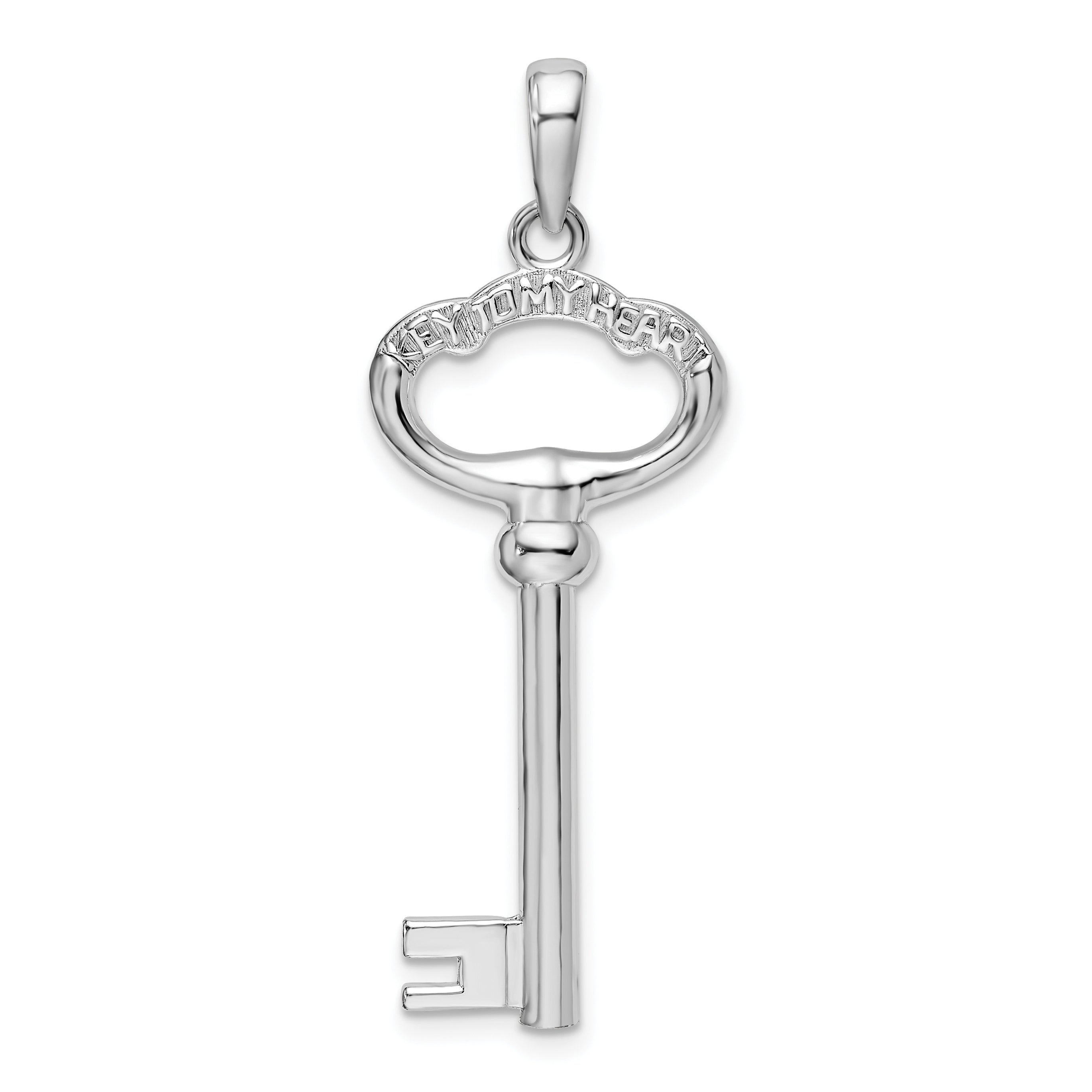 De-Ani Sterling Silver Rhodium-Plated 3D Key to My Heart Key Pendant Main image