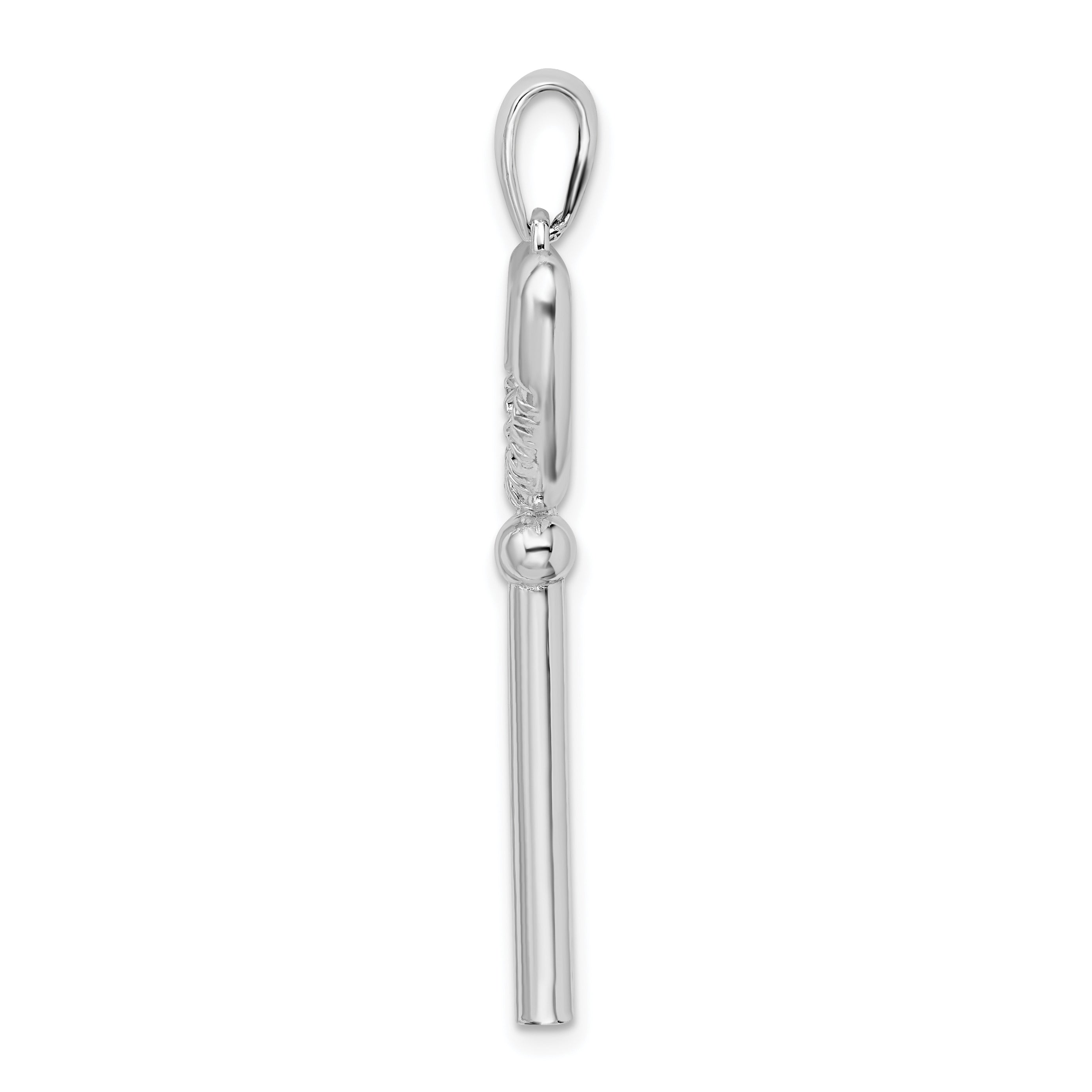 De-Ani Sterling Silver Rhodium-Plated 3D Key to My Heart Pretzel Top Key Pendant