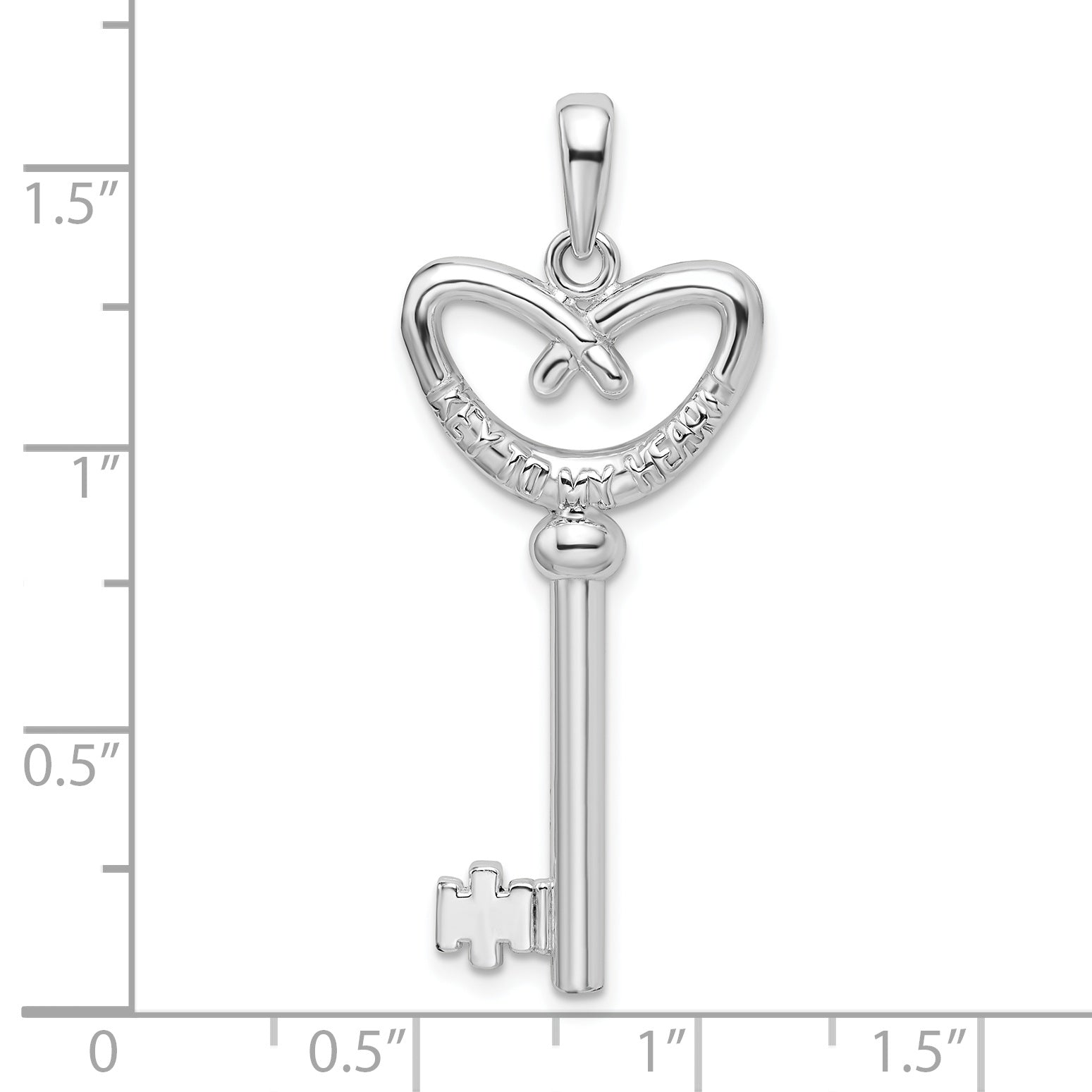 De-Ani Sterling Silver Rhodium-Plated 3D Key to My Heart Pretzel Top Key Pendant