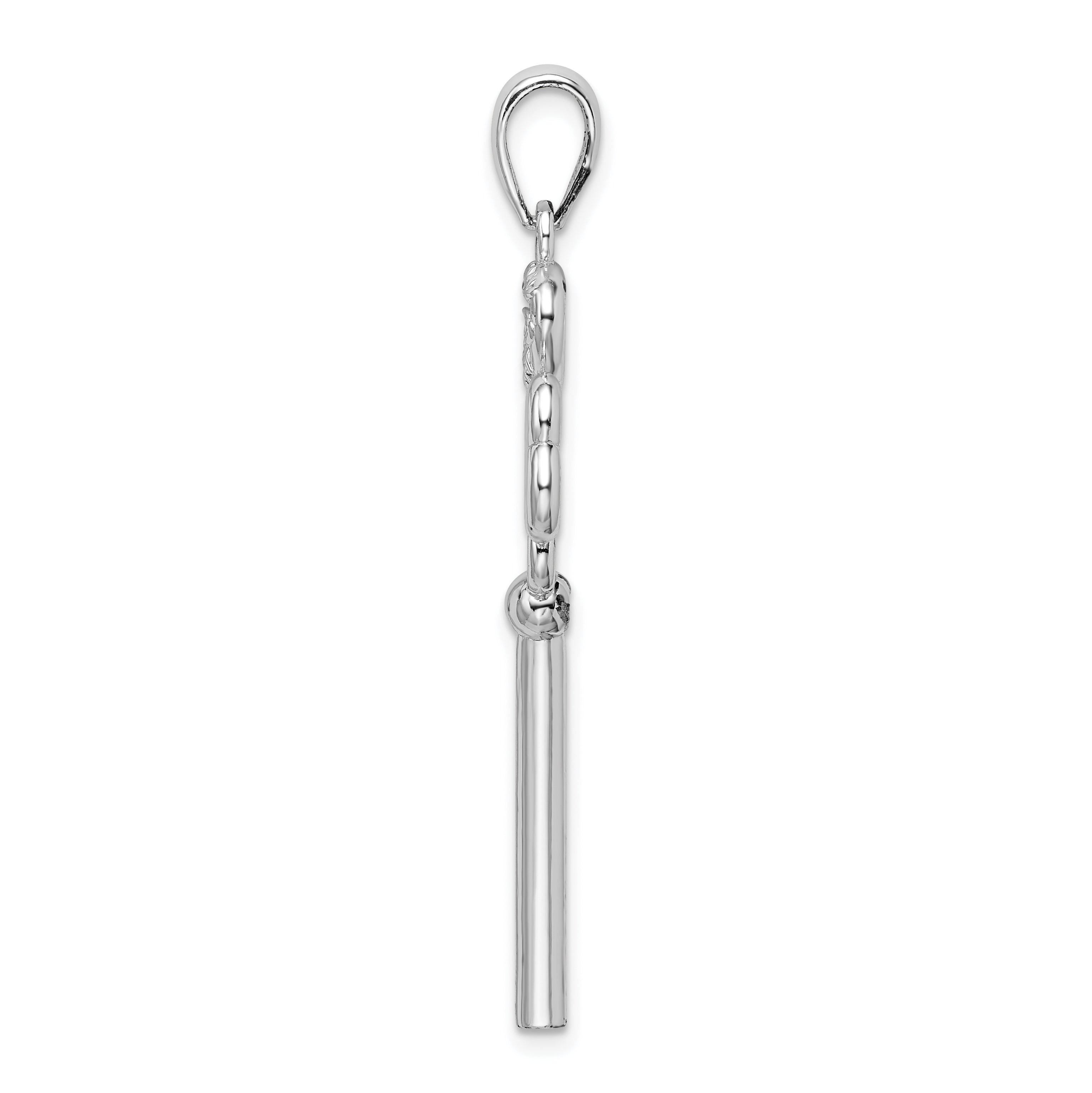 De-Ani Sterling Silver Rhodium-Plated 3D Key to My Heart Heart Top Key Pendant