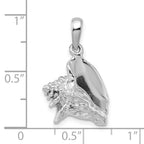 De-Ani Sterling Silver Rhodium-Plated Polished 3D Conch Shell Pendant