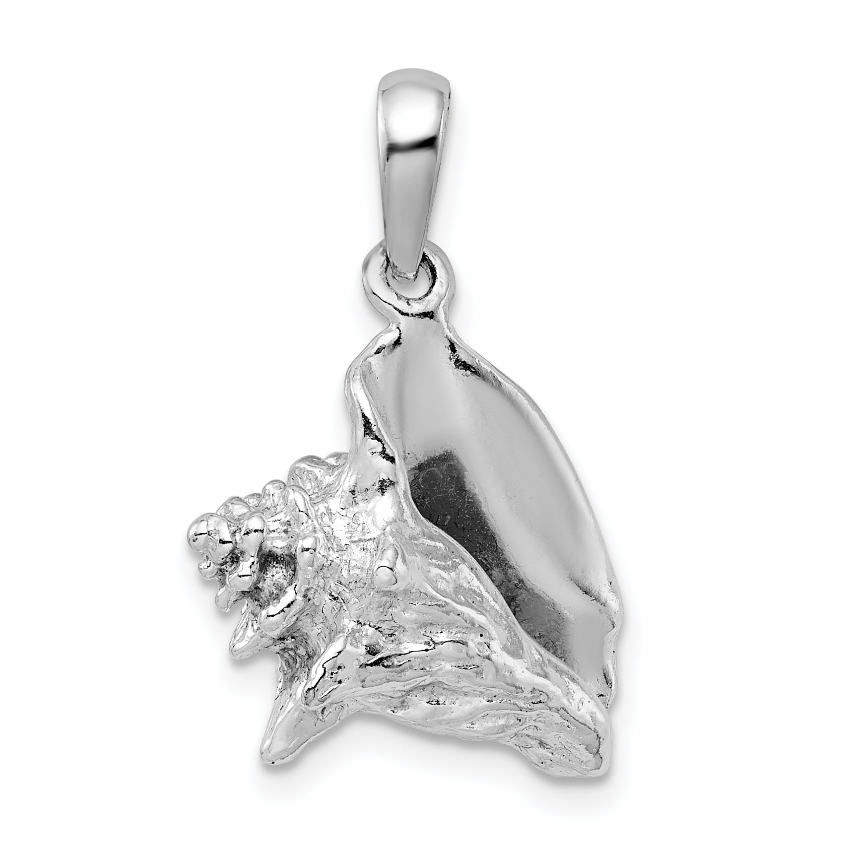 De-Ani Sterling Silver Rhodium-Plated Polished 3D Conch Shell Pendant Main image