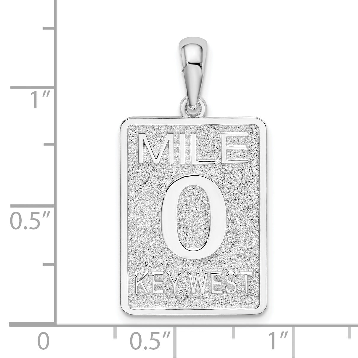 De-Ani Sterling Silver Rhodium-Plated Polished 0 Mile Marker Key West Pendant