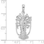 De-Ani Sterling Silver Rhodium-Plated Polished Large Florida Lobster Pendant