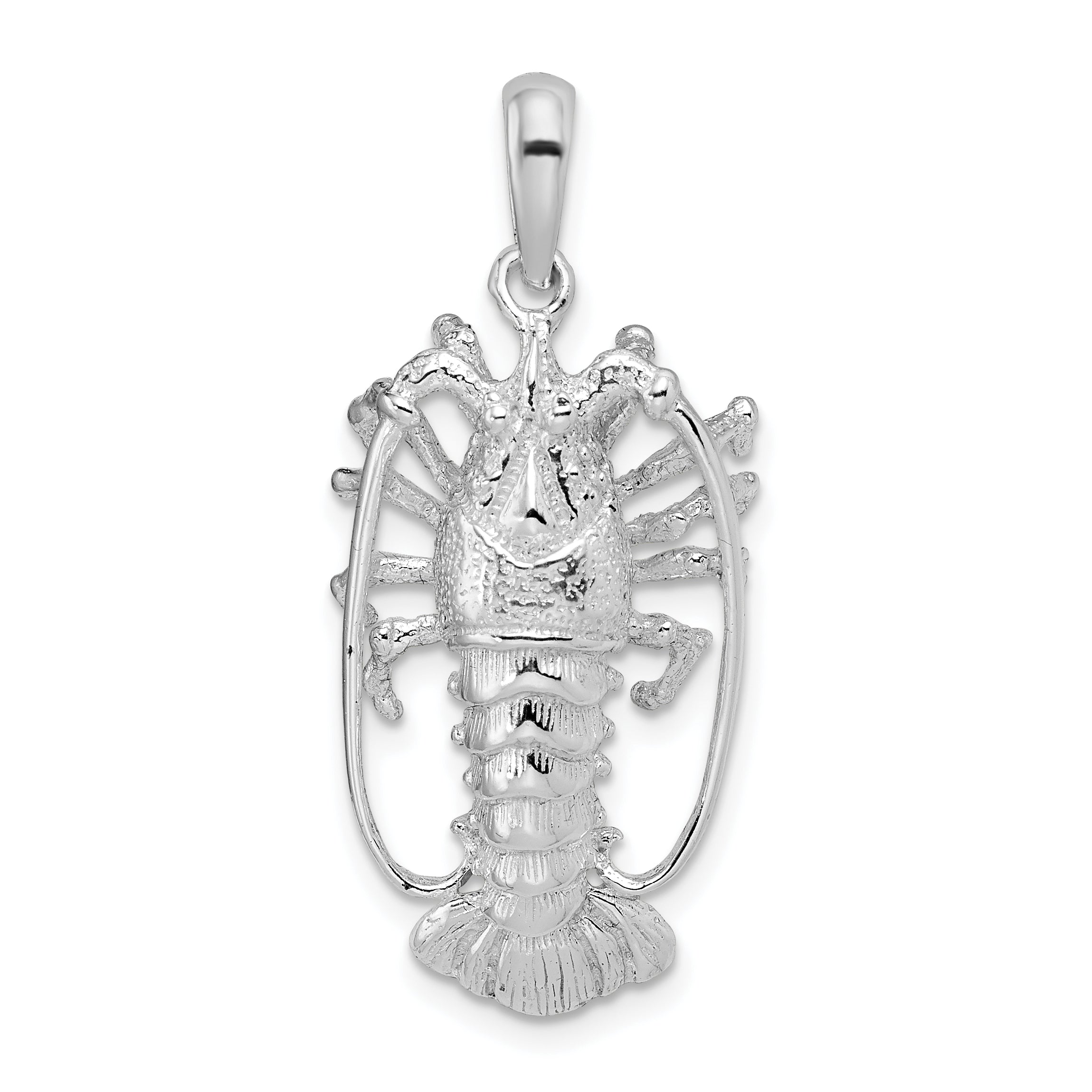 De-Ani Sterling Silver Rhodium-Plated Polished Large Florida Lobster Pendant Main image