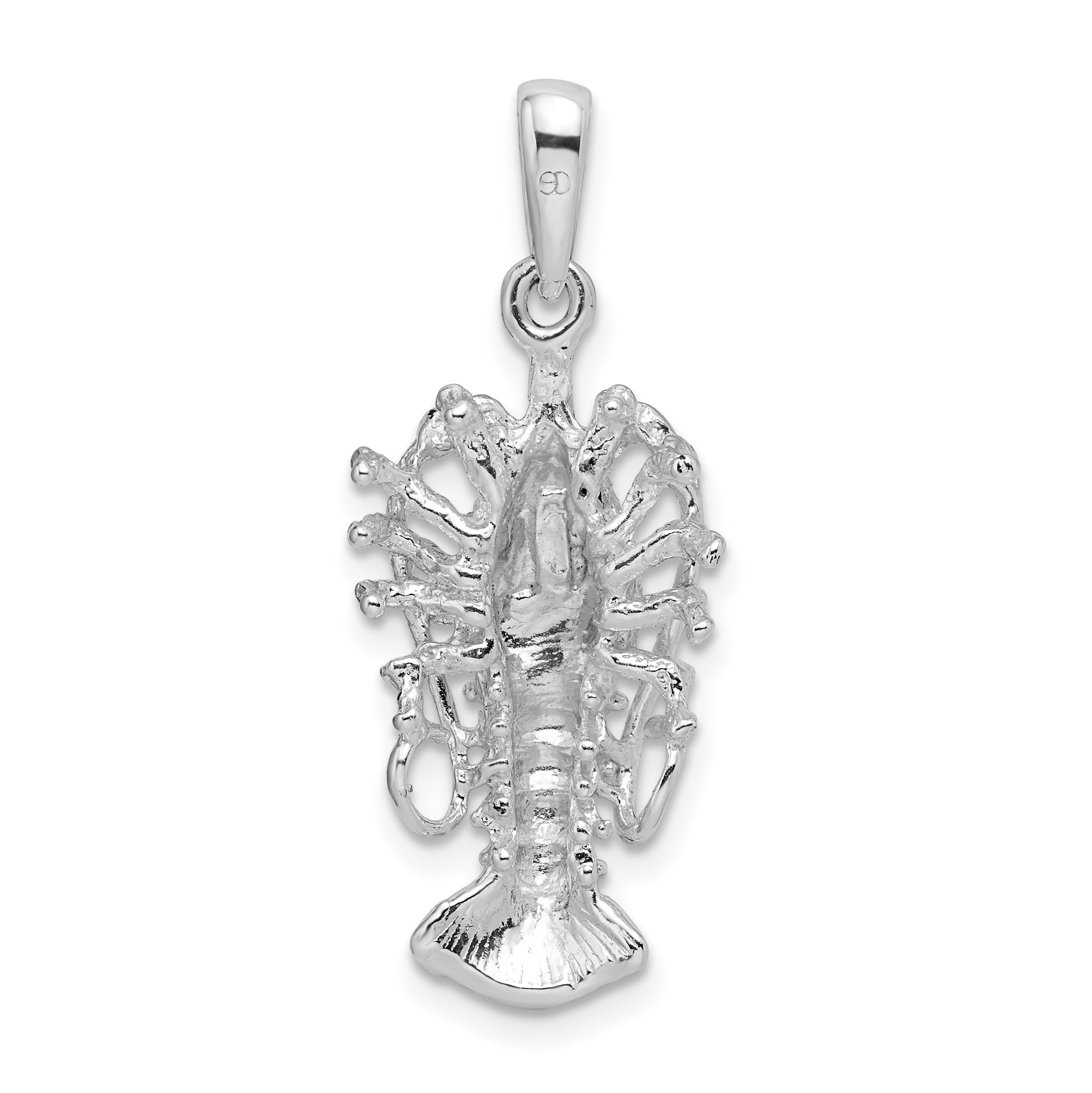 De-Ani Sterling Silver Rhodium-Plated Polished Medium Florida Lobster Pendant