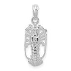 De-Ani Sterling Silver Rhodium-Plated Polished Small Florida Lobster Pendant