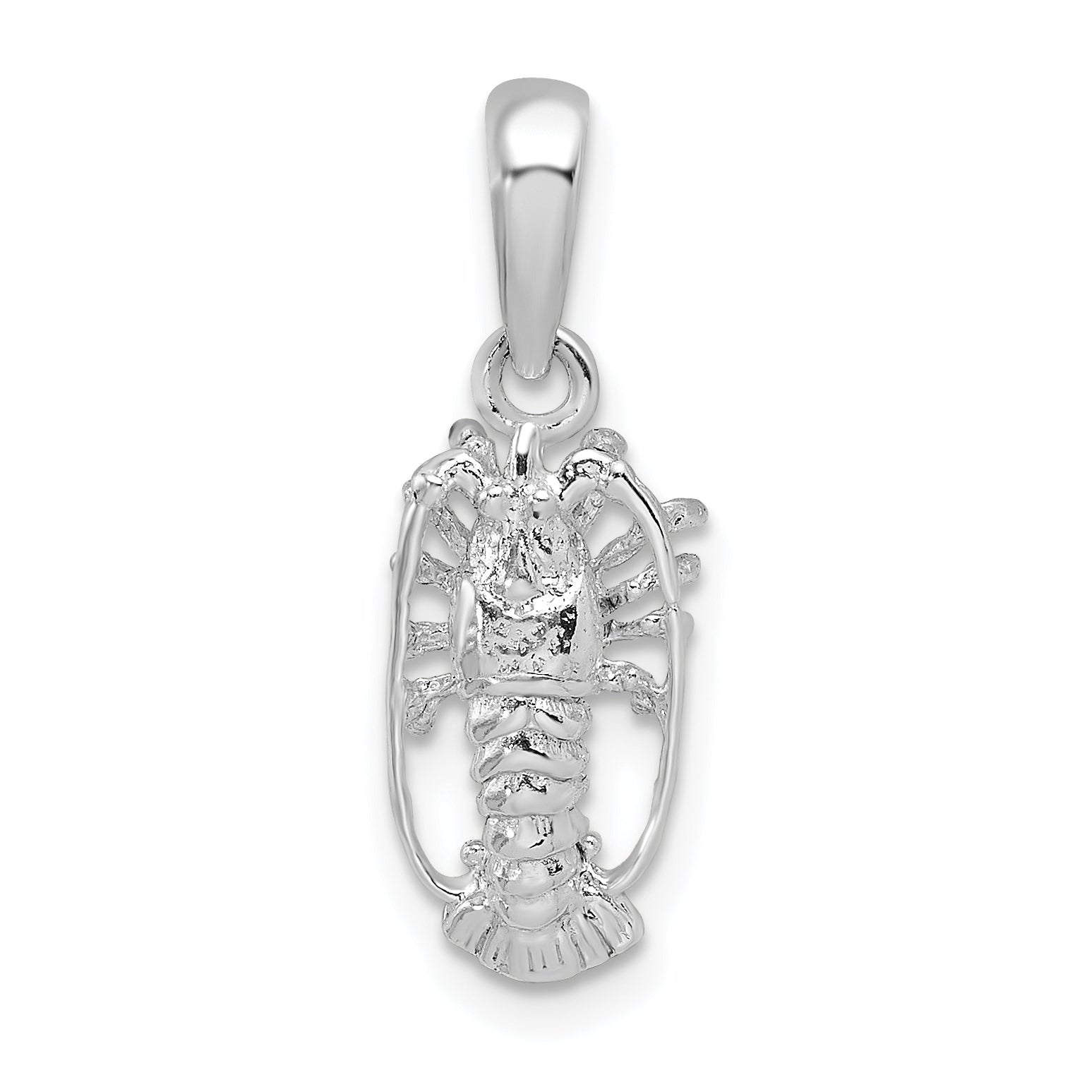 De-Ani Sterling Silver Rhodium-Plated Polished Small Florida Lobster Pendant Main image