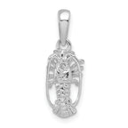 De-Ani Sterling Silver Rhodium-Plated Polished Small Florida Lobster Pendant