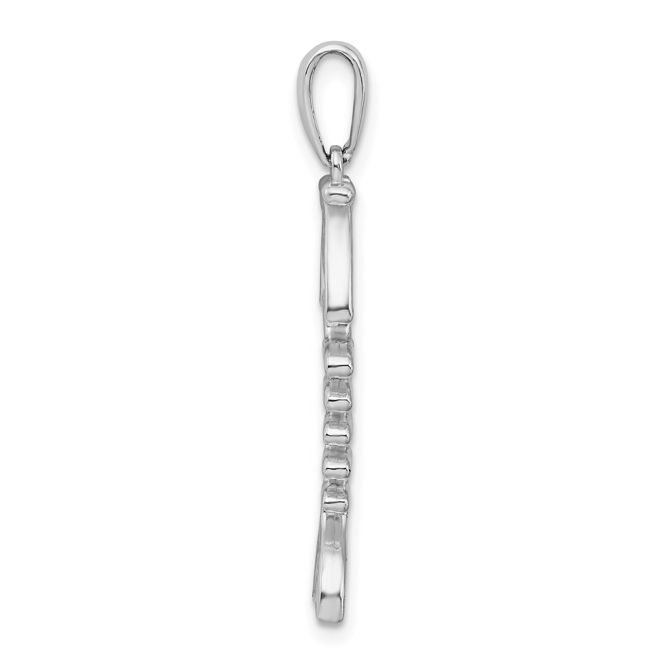 De-Ani Sterling Silver Rhodium-Plated Polished and Textured 3D Fishbone Pendant Secondary image