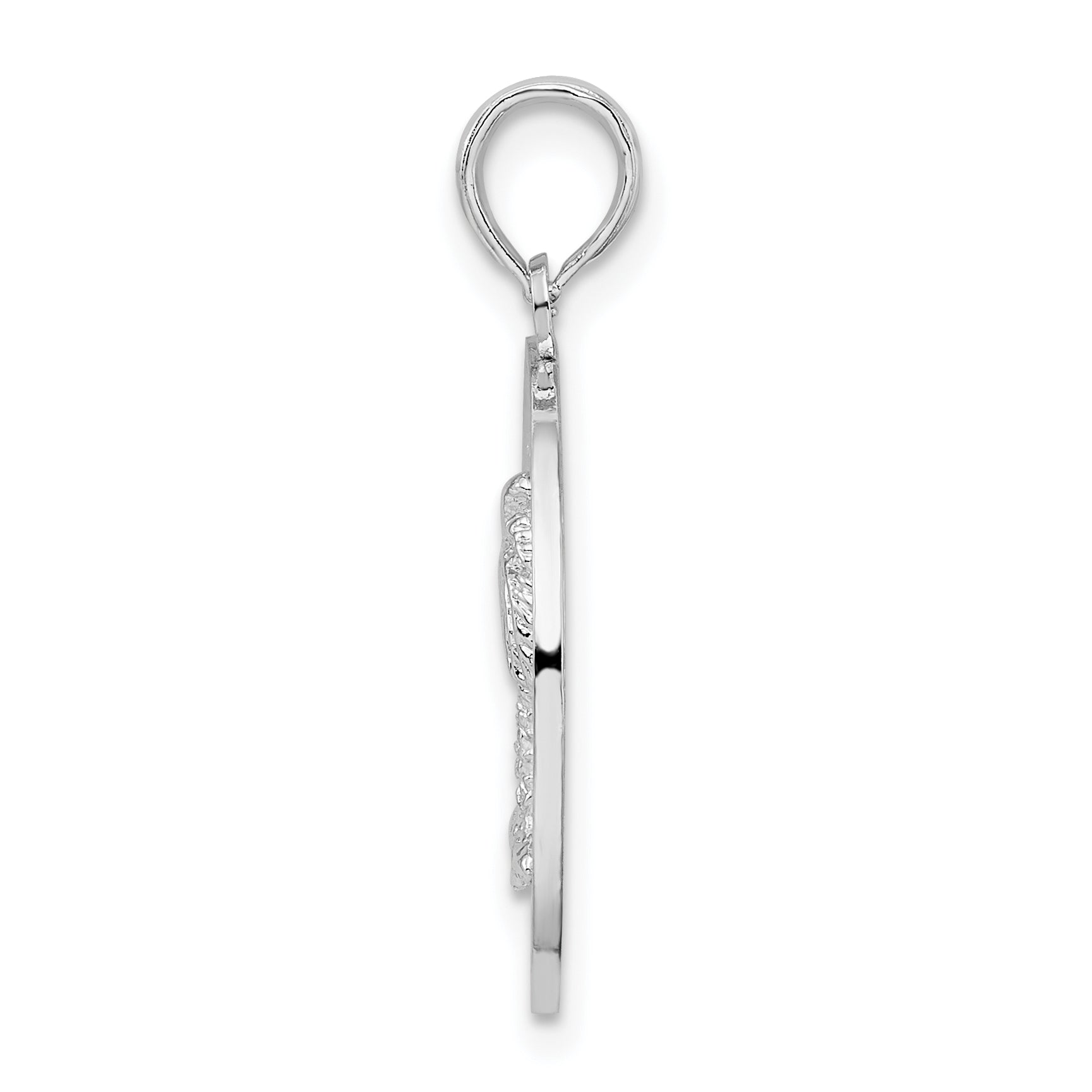 De-Ani Sterling Silver Rhodium-Plated Textured Siesta Key Florida with Palm Tree Pendant Secondary image