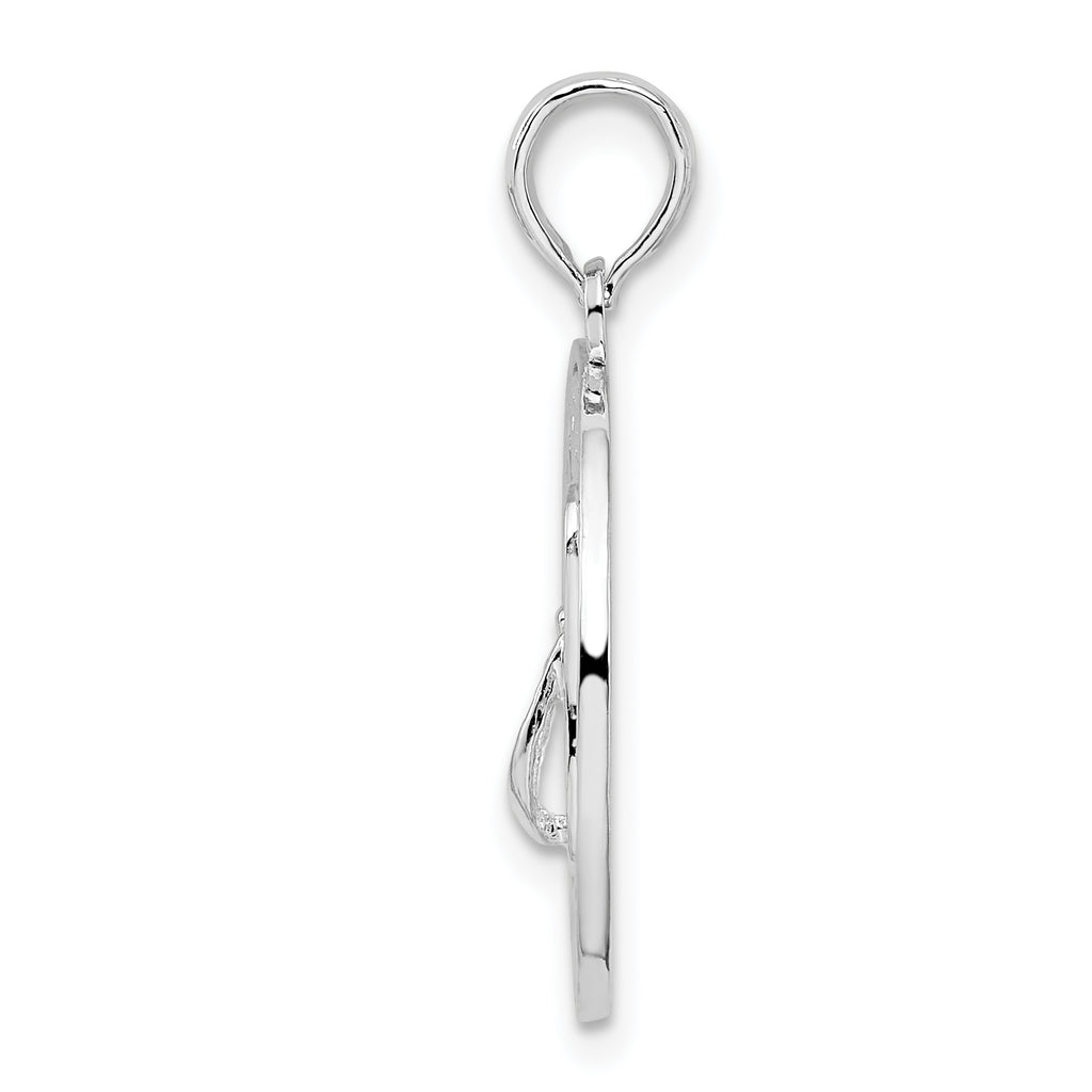 De-Ani Sterling Silver Rhodium-Plated Textured Siesta Key Florida with Flip-flop Pendant