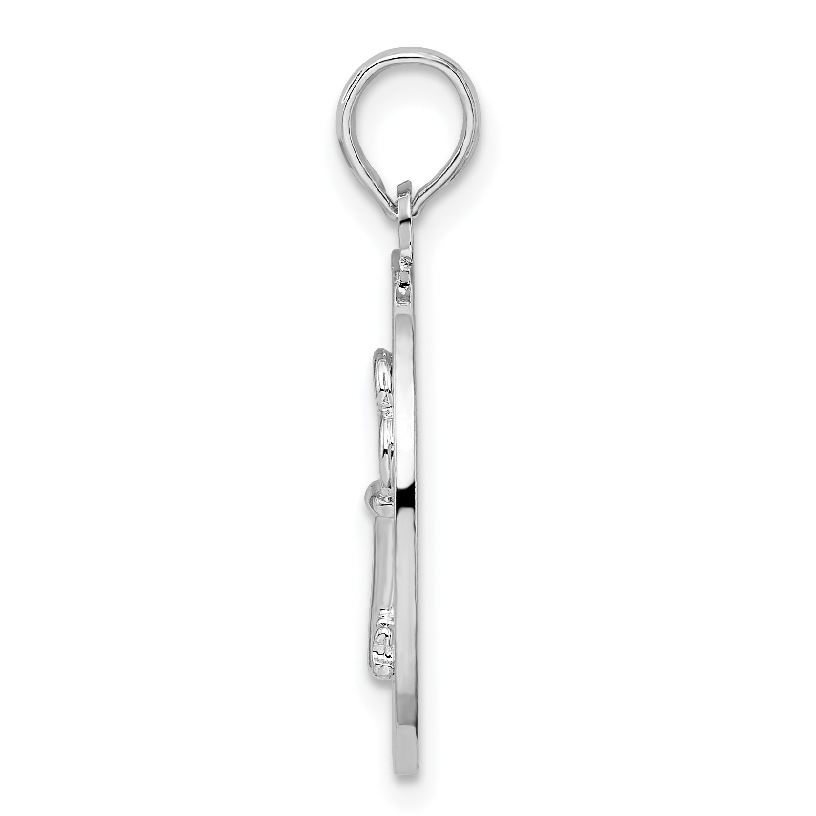 De-Ani Sterling Silver Rhodium-Plated Textured Siesta Key Florida with Key Pendant Secondary image