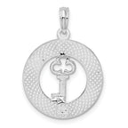 De-Ani Sterling Silver Rhodium-Plated Textured Siesta Key Florida with Key Pendant