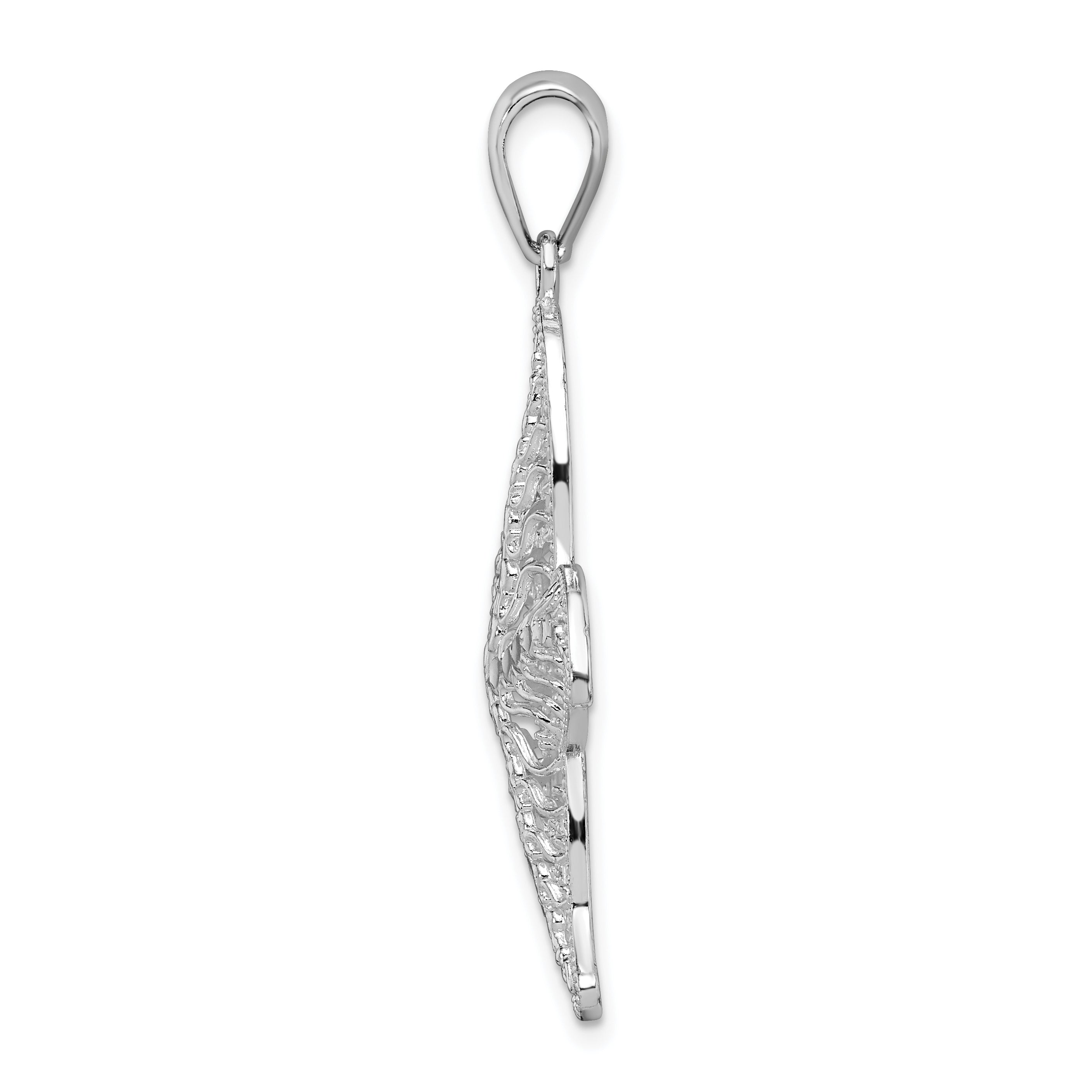De-Ani Sterling Silver Rhodium-plated Polished Filigree Starfish Pendant Secondary image