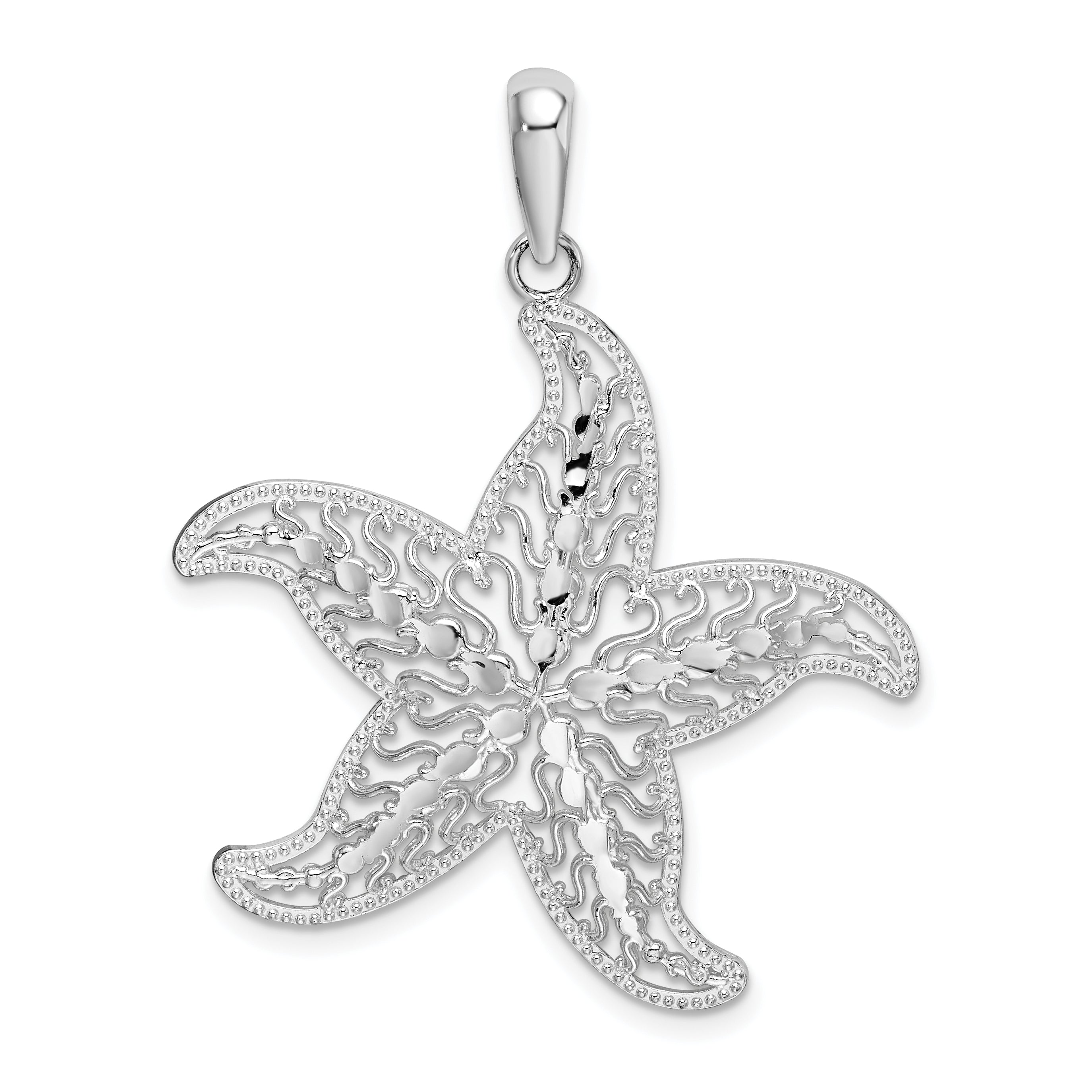 De-Ani Sterling Silver Rhodium-plated Polished Filigree Starfish Pendant Main image