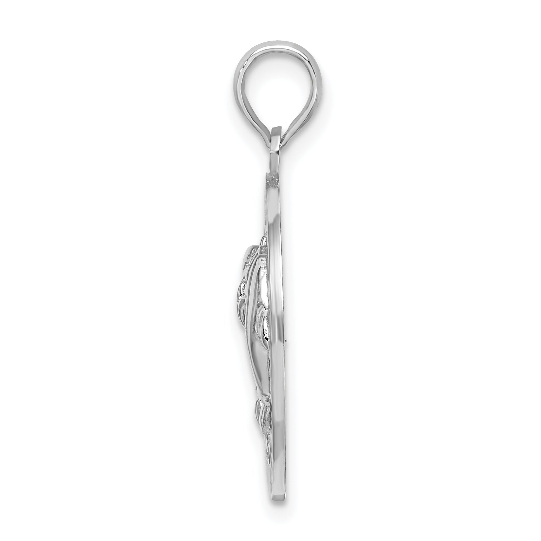 De-Ani Sterling Silver Rhodium-Plated Textured Key West with Dolphins Pendant Secondary image